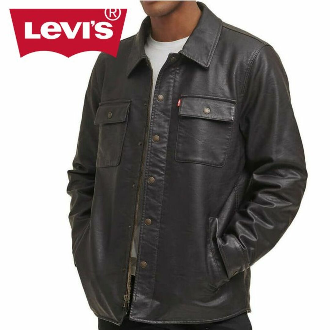 Levi's(リーバイス)の新品 XL ★ リーバイス フェイクレザー ボア ジャケット ブラウン US-L メンズのジャケット/アウター(レザージャケット)の商品写真