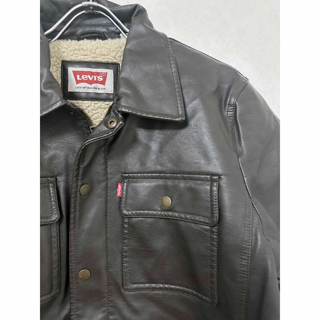 Levi's(リーバイス)の新品 XL ★ リーバイス フェイクレザー ボア ジャケット ブラウン US-L メンズのジャケット/アウター(レザージャケット)の商品写真