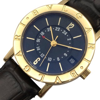 ブルガリ(BVLGARI)の　ブルガリ BVLGARI ブルガリ ブルガリ GMT BB33GLGMT ブラック ゴールド  ブラウン K18YG/革 自動巻き ユニセックス 腕時計(腕時計)