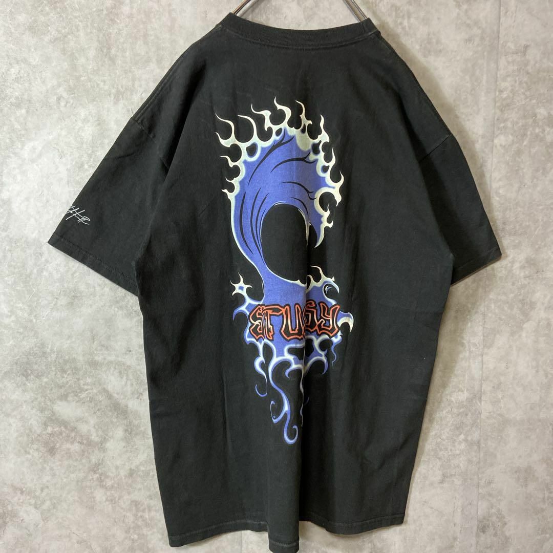 stussy ステューシー old プリント Ｔシャツ 黒 半袖 L