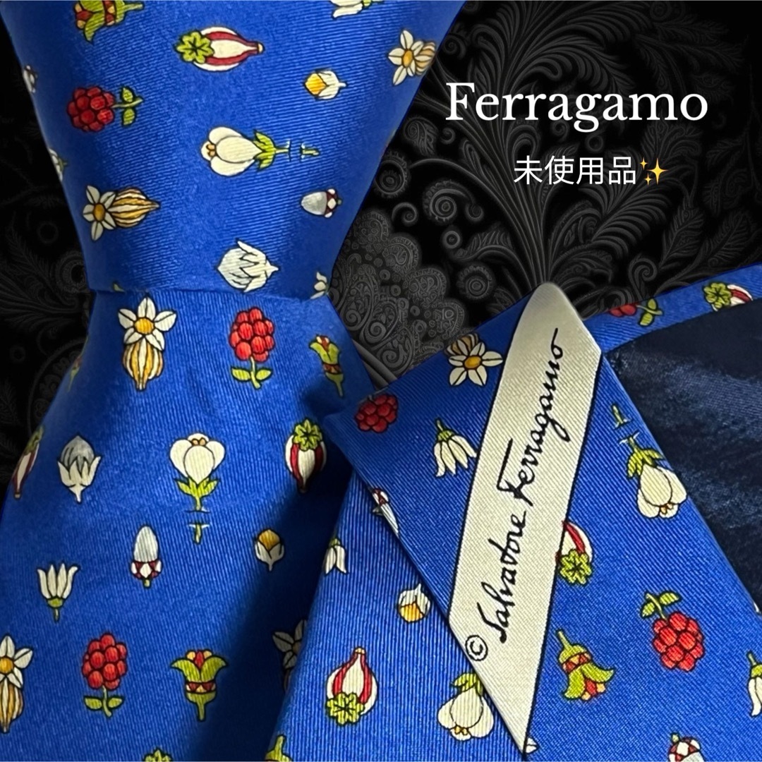 【未使用品】 Ferragamo イタリア製 ブルー系 おしゃれ✨️のサムネイル