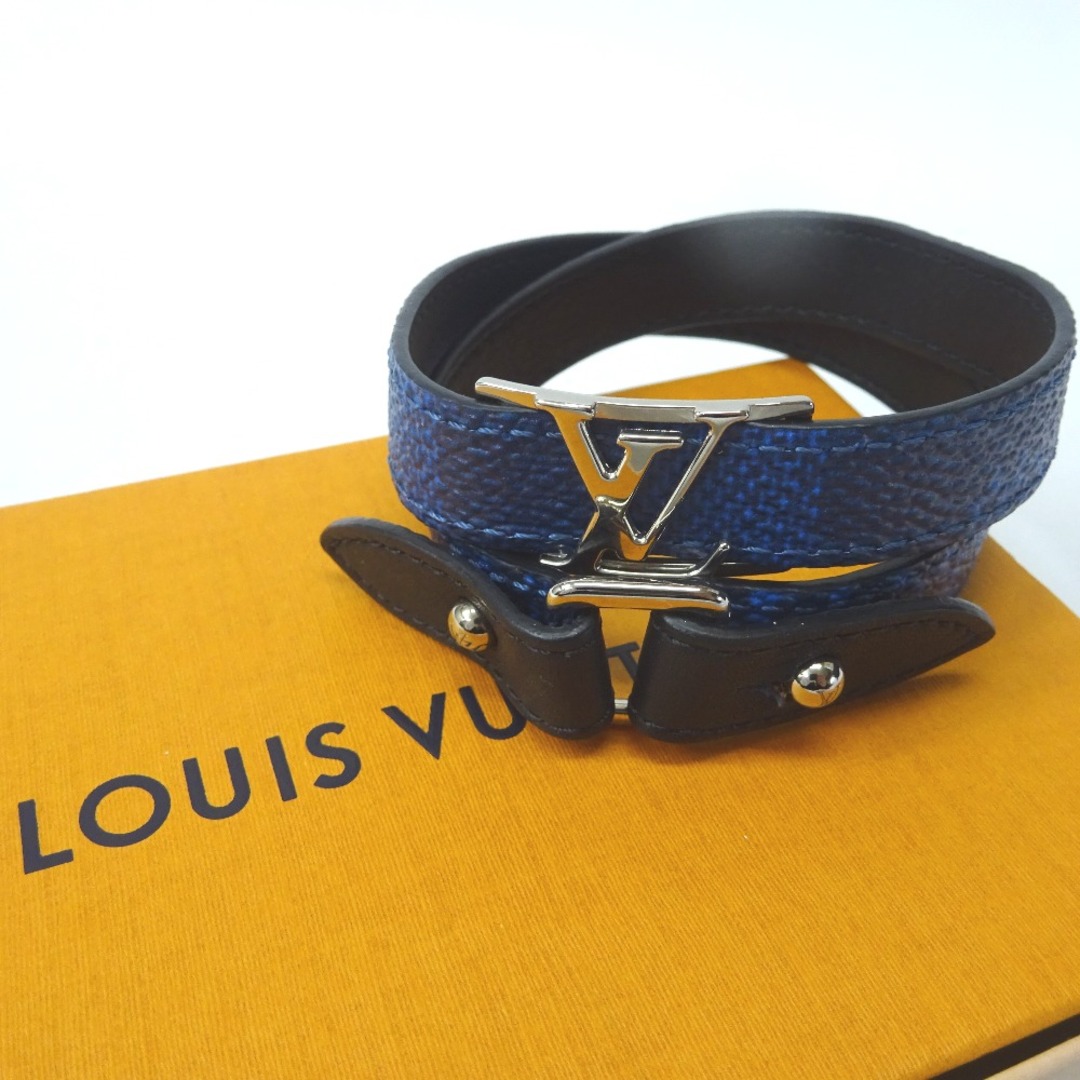 LOUIS VUITTON(ルイヴィトン)のルイ・ヴィトン バングル ブレスレット ダミエ ブラスレ LVカットアウト M6785 ブルー Ft1152251 良好・中古 メンズのアクセサリー(バングル/リストバンド)の商品写真