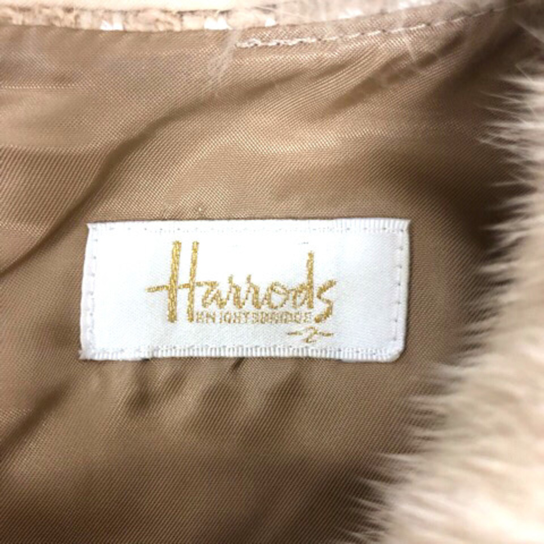 Harrods(ハロッズ)のハロッズ ワンピース ウール混 ファー ツイード 七分袖 ひざ丈 2 ベージュ レディースのワンピース(その他)の商品写真