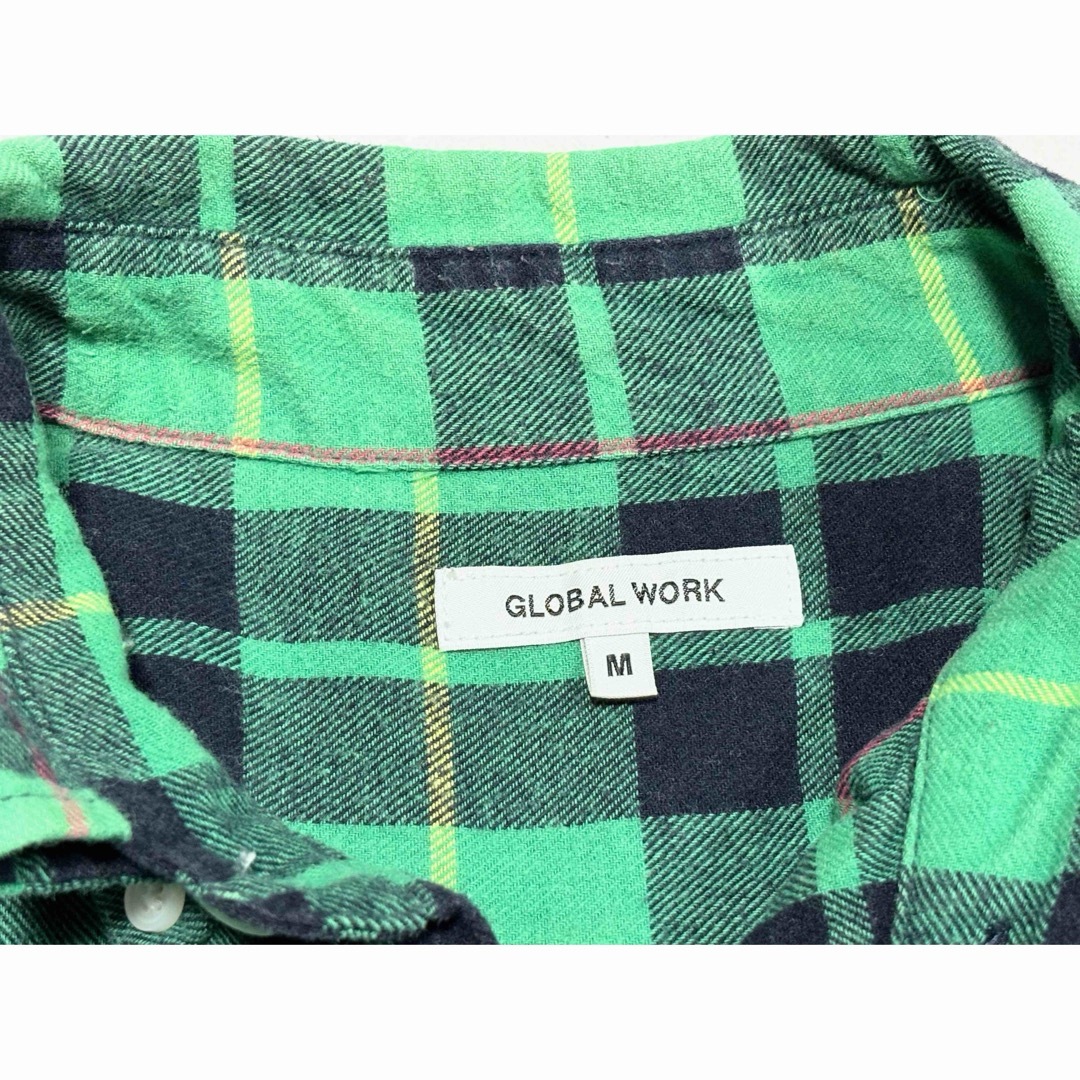GLOBAL WORK(グローバルワーク)のGLOBAL WORK メンズ ネルシャツ チェックシャツ グリーン系 M メンズのトップス(シャツ)の商品写真