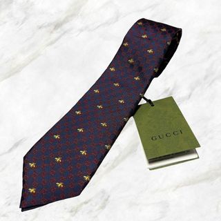 グッチ(Gucci)の【新品未使用】GUCCI グッチ GG柄 シルク100%高級ネクタイ ネイビー(ネクタイ)