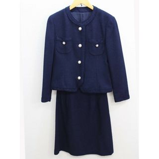 クレージュ(Courreges)の【値下げ】‡courreges/クレージュ‡ツイードセットアップスカート/スーツ/ジャケット/長袖/ミディアム丈 ネイビー/紺 レディース 11AR お受験 面接 フォーマル 卒業式 入学式 説明会 見学会 学校行事式典  【中古】春夏秋冬 111122(その他)