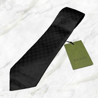 グッチ(Gucci)の【新品未使用】GUCCI グッチ GG柄 シルク100%高級ネクタイ ブラック(ネクタイ)