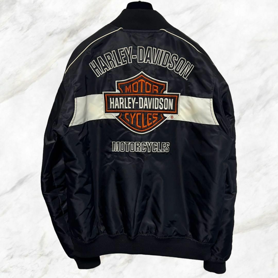 Harley Davidson - ハーレーダビッドソン 刺繍ロゴスタジャン L Harley Davidson - ハーレーダビッドソン 刺繍ロゴスタジャン L
