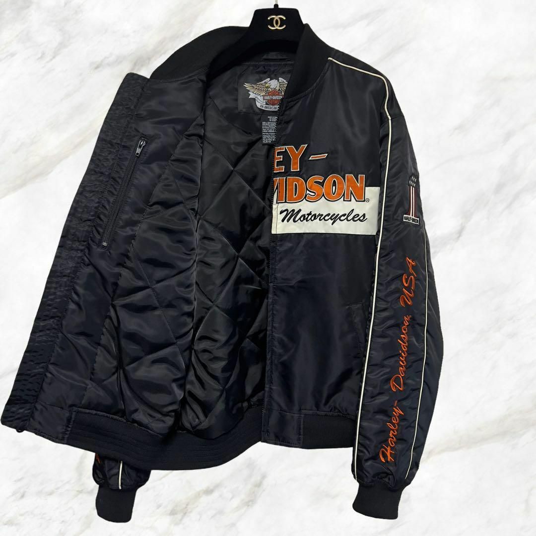 Harley Davidson - ハーレーダビッドソン 刺繍ロゴスタジャン L Harley Davidson - ハーレーダビッドソン 刺繍ロゴスタジャン L