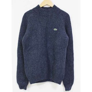 ラコステ(LACOSTE)の【秋物 新入荷】☆LACOSTE/ラコステ☆厚手ウールニットセーター/ワンポイント/カジュアル/長袖 ネイビー/紺 メンズ US S【中古】秋冬 130132(ニット/セーター)