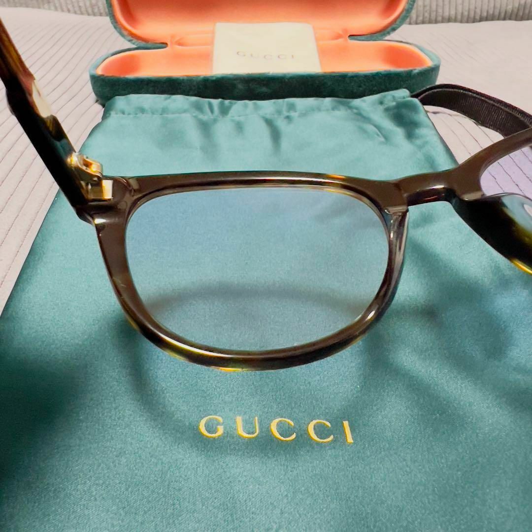 Gucci(グッチ)の【新品】GUCCI グッチ ブルーレンズ サングラス ケース付き ベッコウ 鼈甲 メンズのファッション小物(サングラス/メガネ)の商品写真