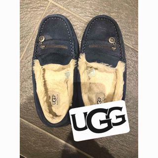 アグオーストラリア(UGG AUSTRALIA)のkiki様専用　アグ　モカシン　ムートン　チャーム　付き　25cm ネイビー(スリッポン/モカシン)