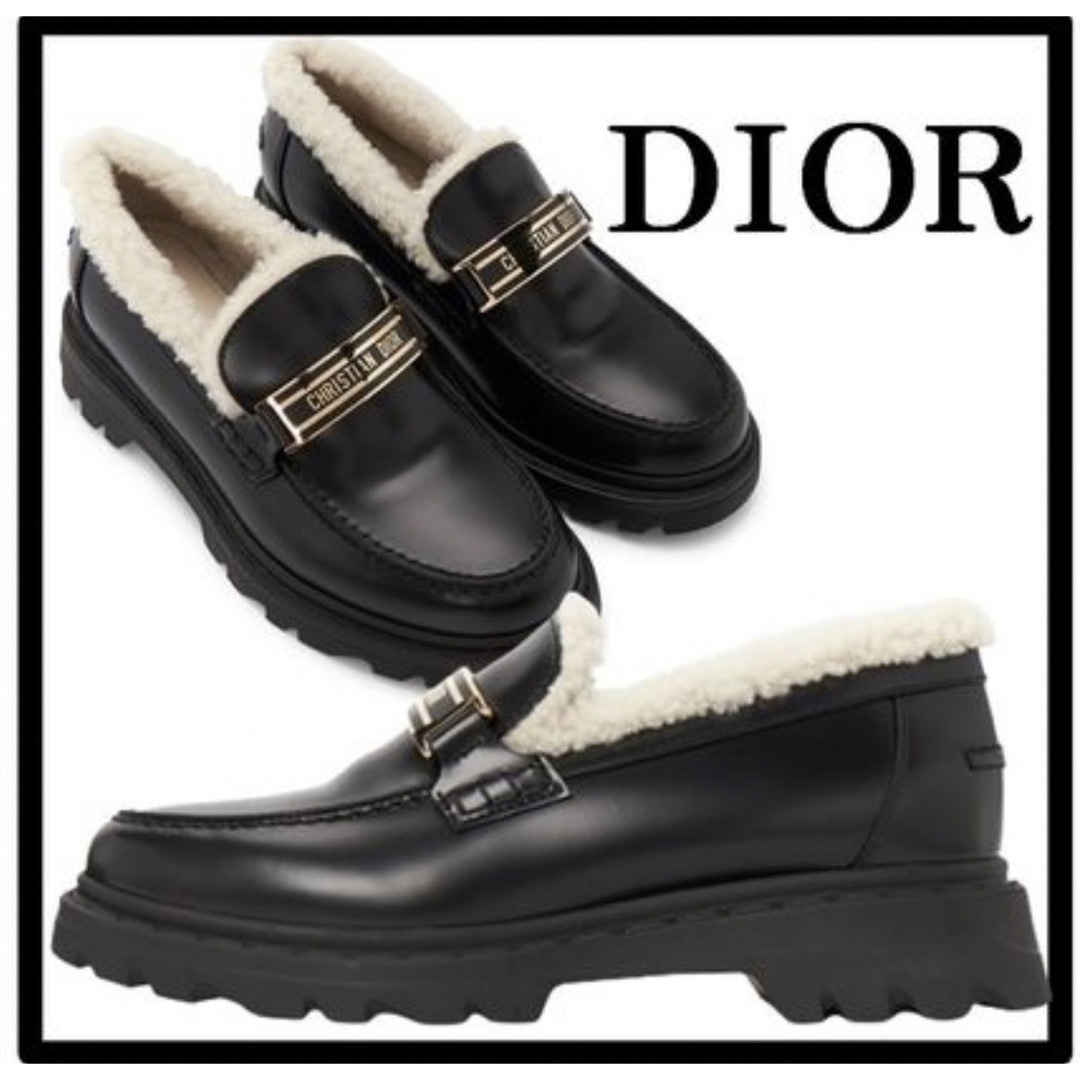 Christian Dior(クリスチャンディオール)の【新品・レシートあり】DIOR CODE  ボア ローファー 35.5 ブラック レディースの靴/シューズ(ローファー/革靴)の商品写真