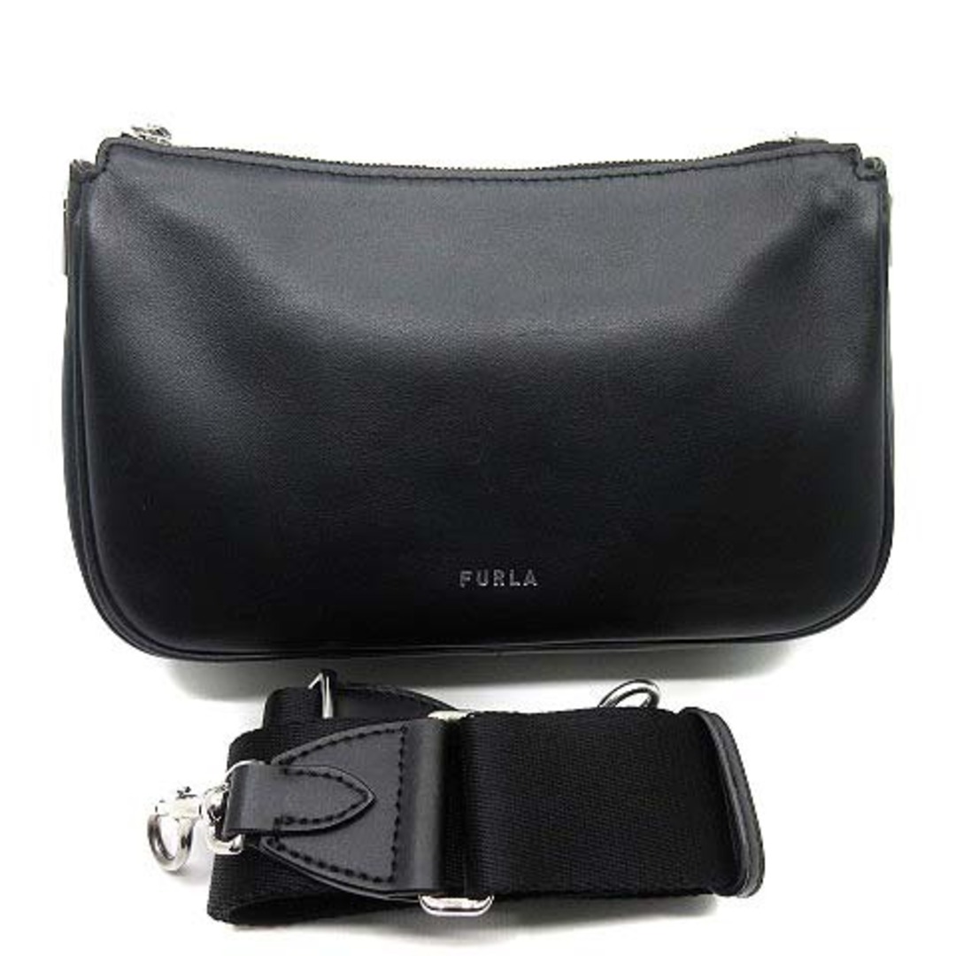 フルラ FURLA ムーン スモール ショルダーバッグ レザー ブラック 黒22cmタテ