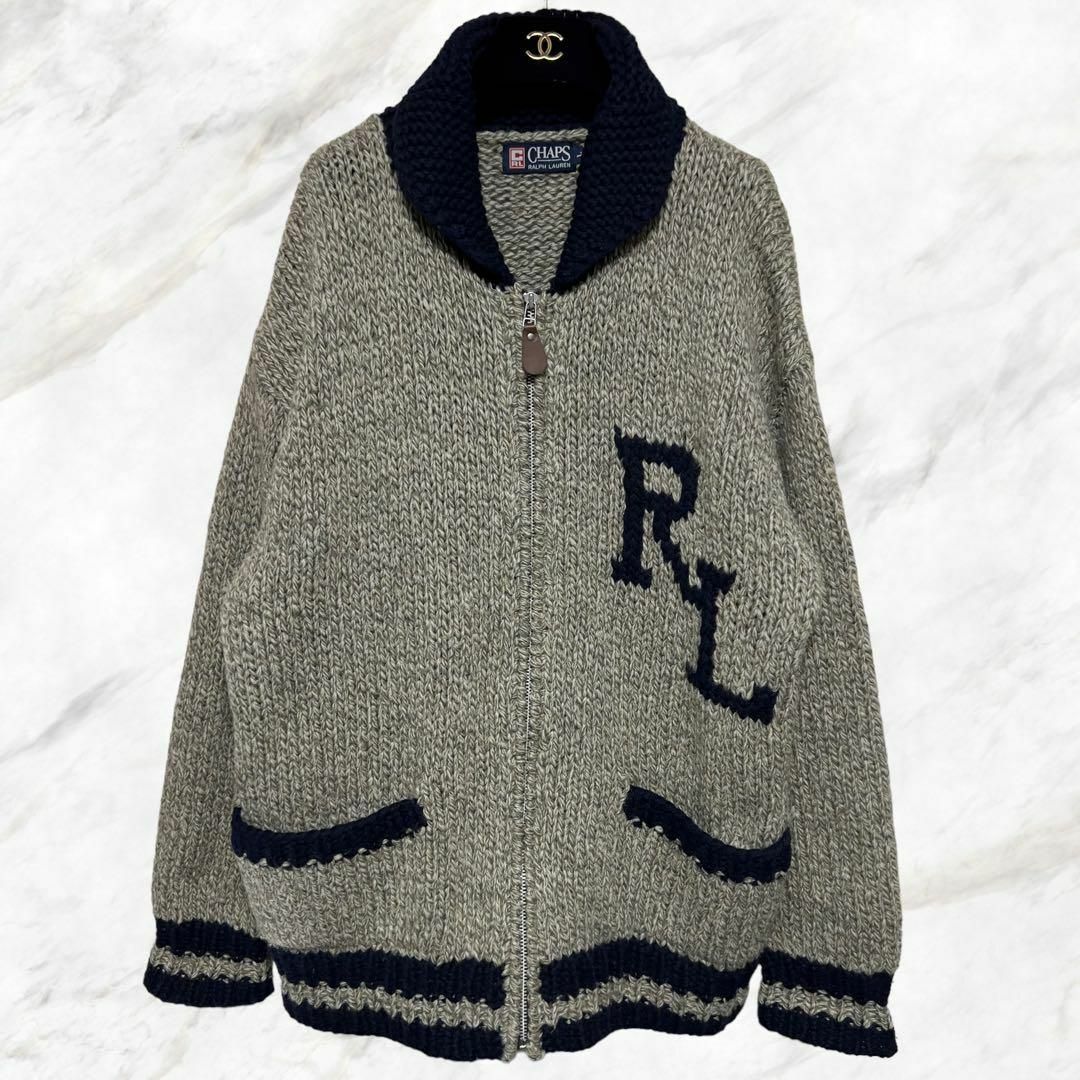 Ralph Lauren(ラルフローレン)の【希少】チャップスラルフローレン ポロベア カウチン ニットジャケット セーター メンズのトップス(ニット/セーター)の商品写真