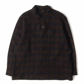 コモリ(COMOLI)のCOMOLI コモリ シャツ サイズ:2 20AW カシミア ウール チェック オープンカラー 長袖 シャツ S03-02008 トップス カジュアルシャツ 開襟 シャドーチェック ブラウン ブラック 日本製【メンズ】【中古】(シャツ)