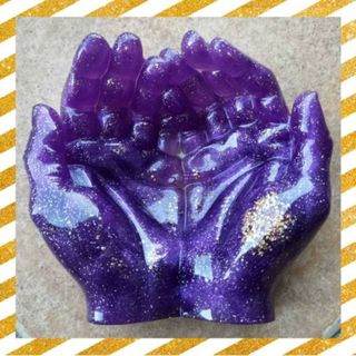 ★【紫×金ラメ】灰皿 手 手形 小物入れ 皿  パープル ラメ シンプルꕤ︎︎(灰皿)