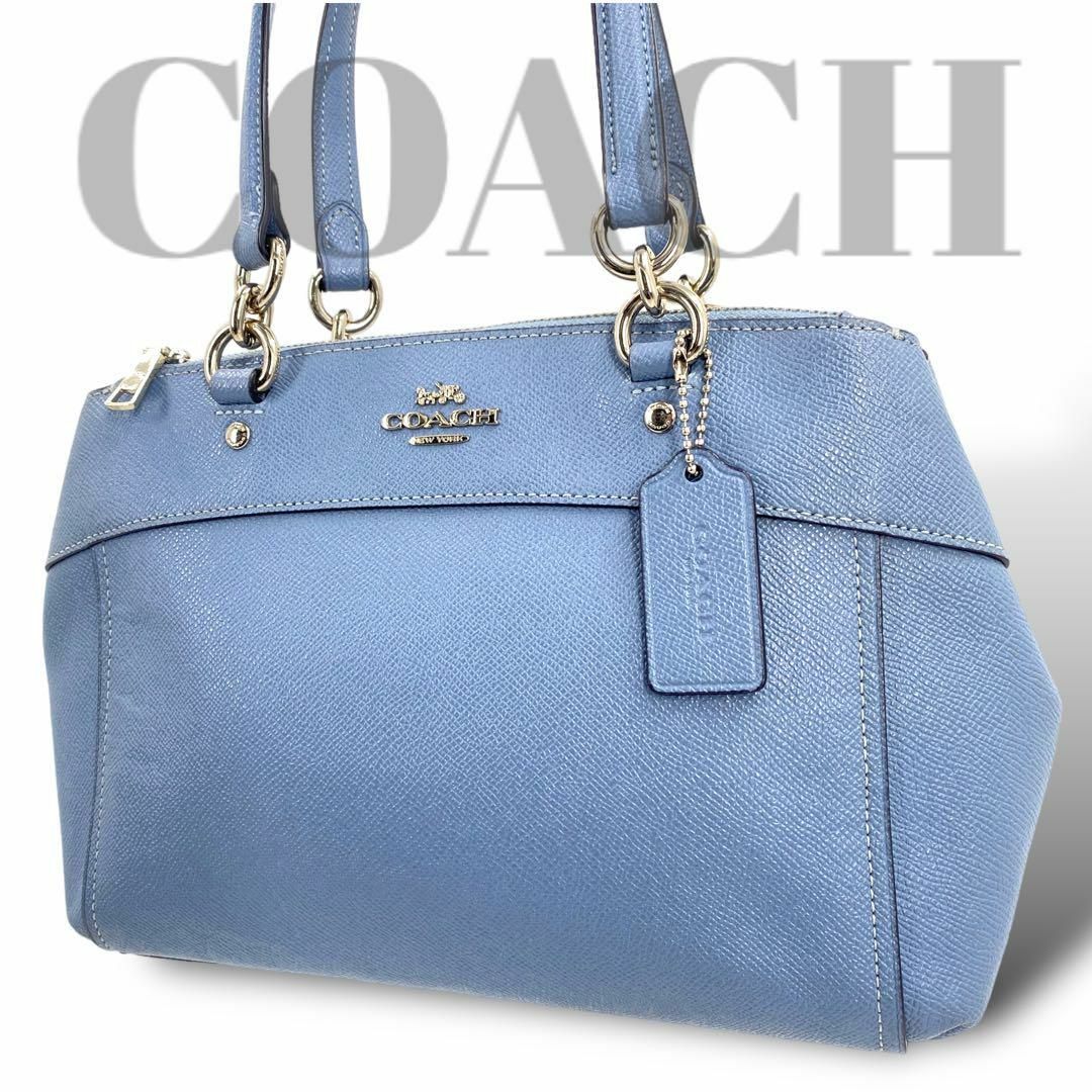 コーチ　COACH  ハンドバッグ　ブルックリン　くすみブルー　25395中古品として普通 Ｃ