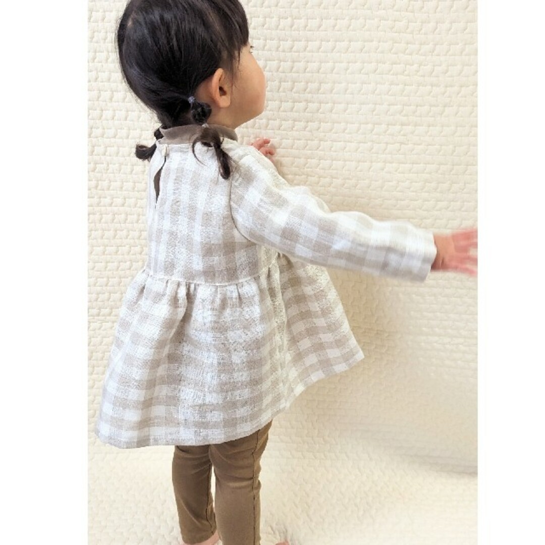 キッズ服　リネン　ワンピース　90　100 キッズ/ベビー/マタニティのキッズ服女の子用(90cm~)(ワンピース)の商品写真