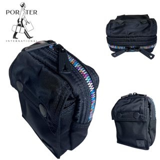 ポーター(PORTER)の【美品✴︎希少】ポーターインターナショナル　ミニポーチ　ブラック(ポーチ)