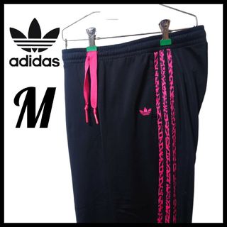 アディダス(adidas)の【希少柄！レオパードライン】adidas★トラックパンツ★ジャージパンツ★黒★M(カジュアルパンツ)