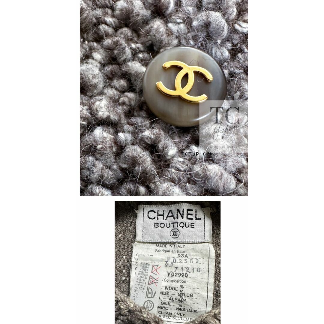 CHANEL(シャネル)のシャネル コート CHANEL レア貴重 ランウェイ作品 グレー ベージュ 極上ウール アルパカ シルク ワンピース カーディガン ココボタン 36 38 レディースのジャケット/アウター(ロングコート)の商品写真