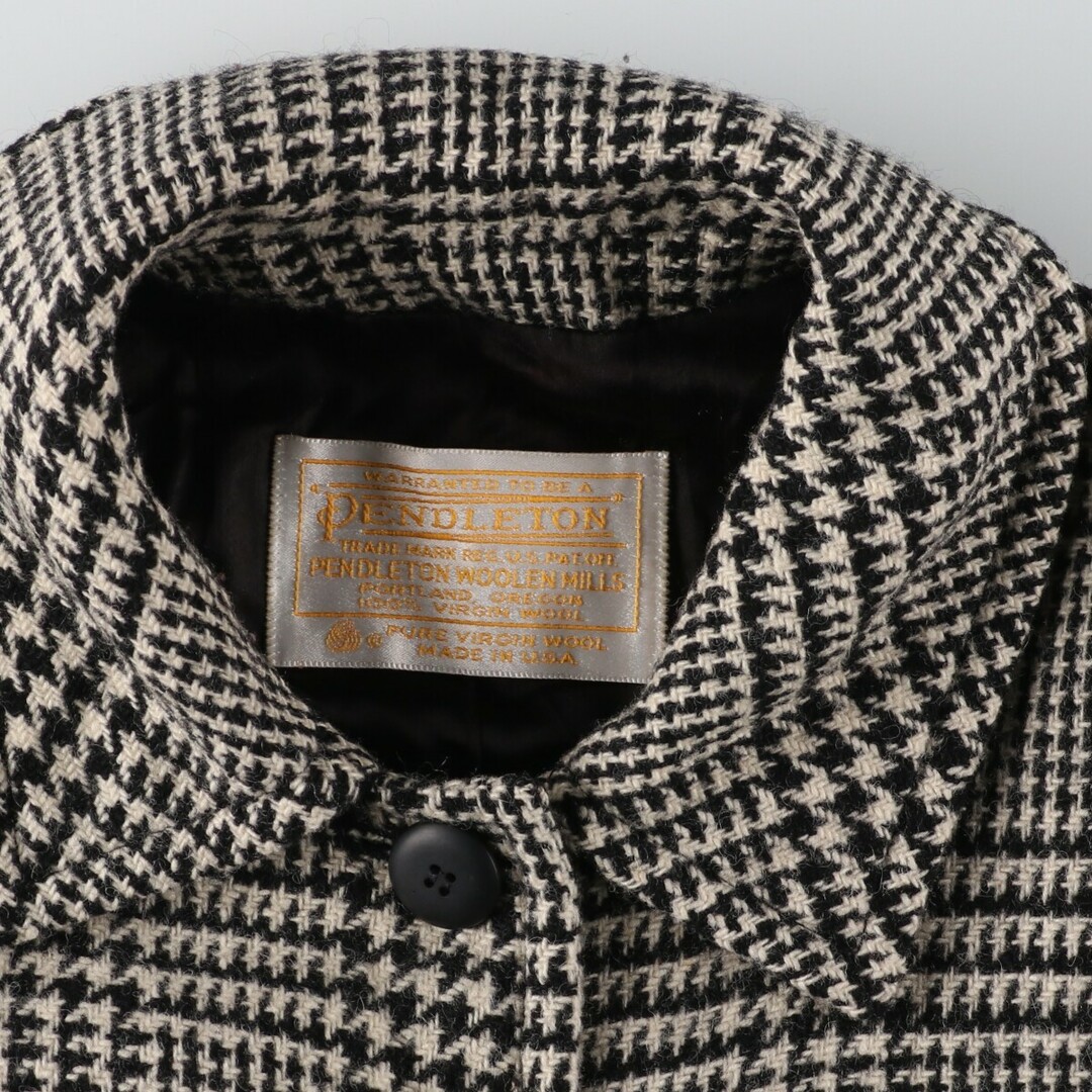 PENDLETON(ペンドルトン)の古着 70年代 ペンドルトン PENDLETON 千鳥格子柄 ウールハーフコート USA製 レディースXL ヴィンテージ /eaa396913 レディースのジャケット/アウター(その他)の商品写真