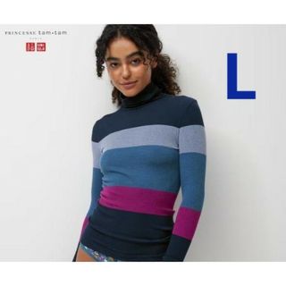 ユニクロ(UNIQLO)のヒートテックシームレスリブタートルネックT(極暖・長袖)プリンセスタムタム　L(カットソー(長袖/七分))