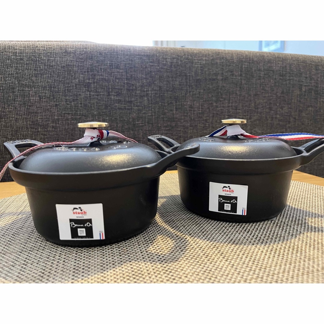 STAUB - staub ストウブ ココット ヴィンテージ 12cm ブラック 2個の