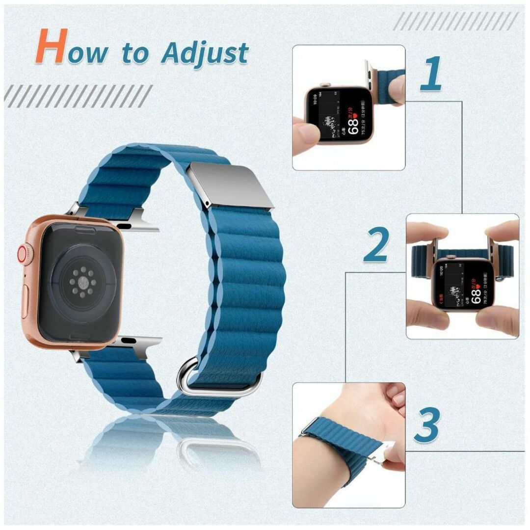 Apple Watch マグネット式 PUレザーバンド スペースグレー ベルト - 時計