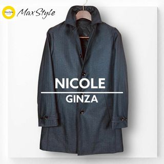 ニコル(NICOLE)の【ニコル】NICOLE ステンカラーコート ブラック L ヘリンボーン柄(ステンカラーコート)