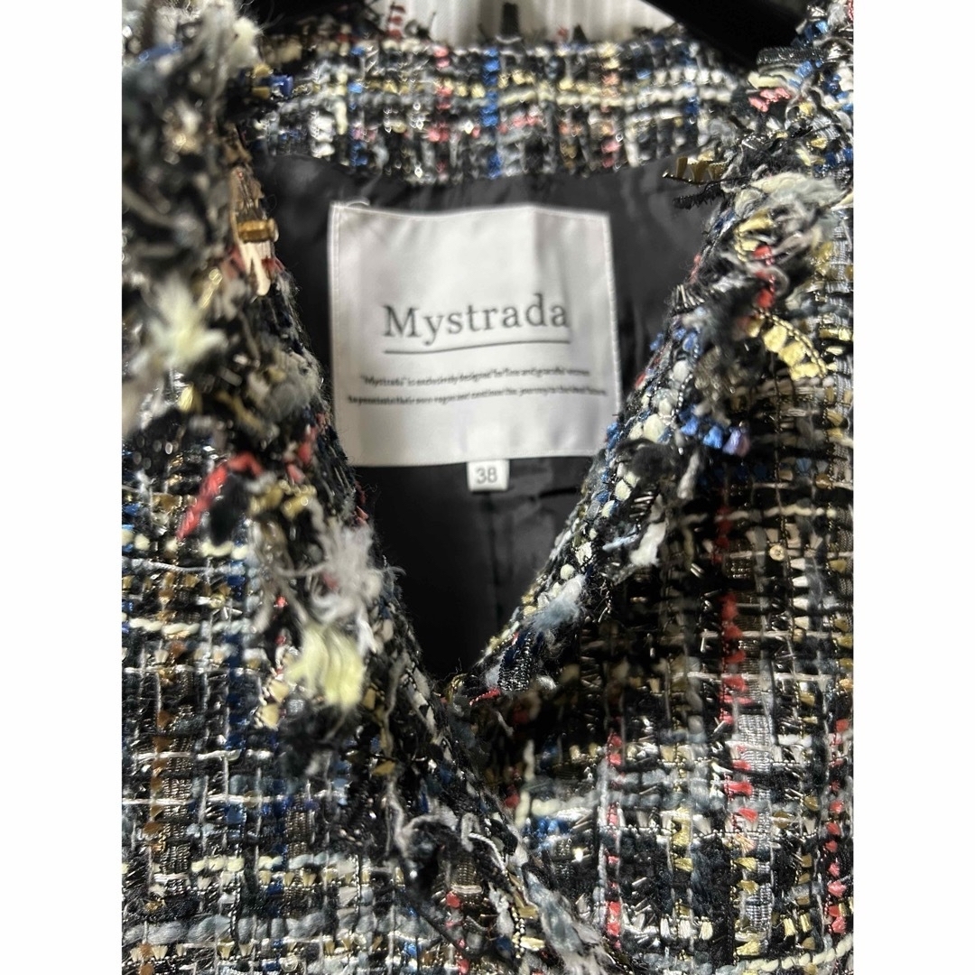 Mystrada(マイストラーダ)のMystrada ツイード　ロング　ジャケット コート　M安西こずえさんコラボ レディースのジャケット/アウター(ノーカラージャケット)の商品写真