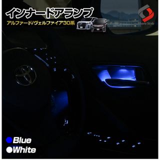 アルファードLEDドアノブ【青】(車内アクセサリ)