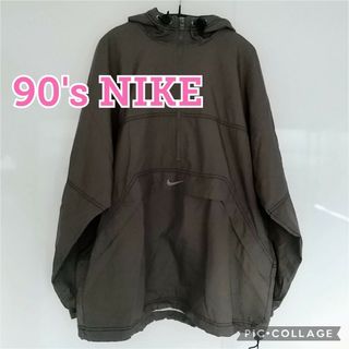 ナイキ(NIKE)の90年代【NIKE】ハーフジップアノラック、プルオーバー、M・XL相当、オリーブ(ナイロンジャケット)