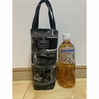 黒　デニム風×ダルメシアン　ボトル　バッグ　カバー　ケース　ハンドメイド　水筒(バッグ)