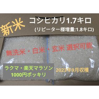 令和5年度新米コシヒカリ1.7キロ(無洗米可)(米/穀物)