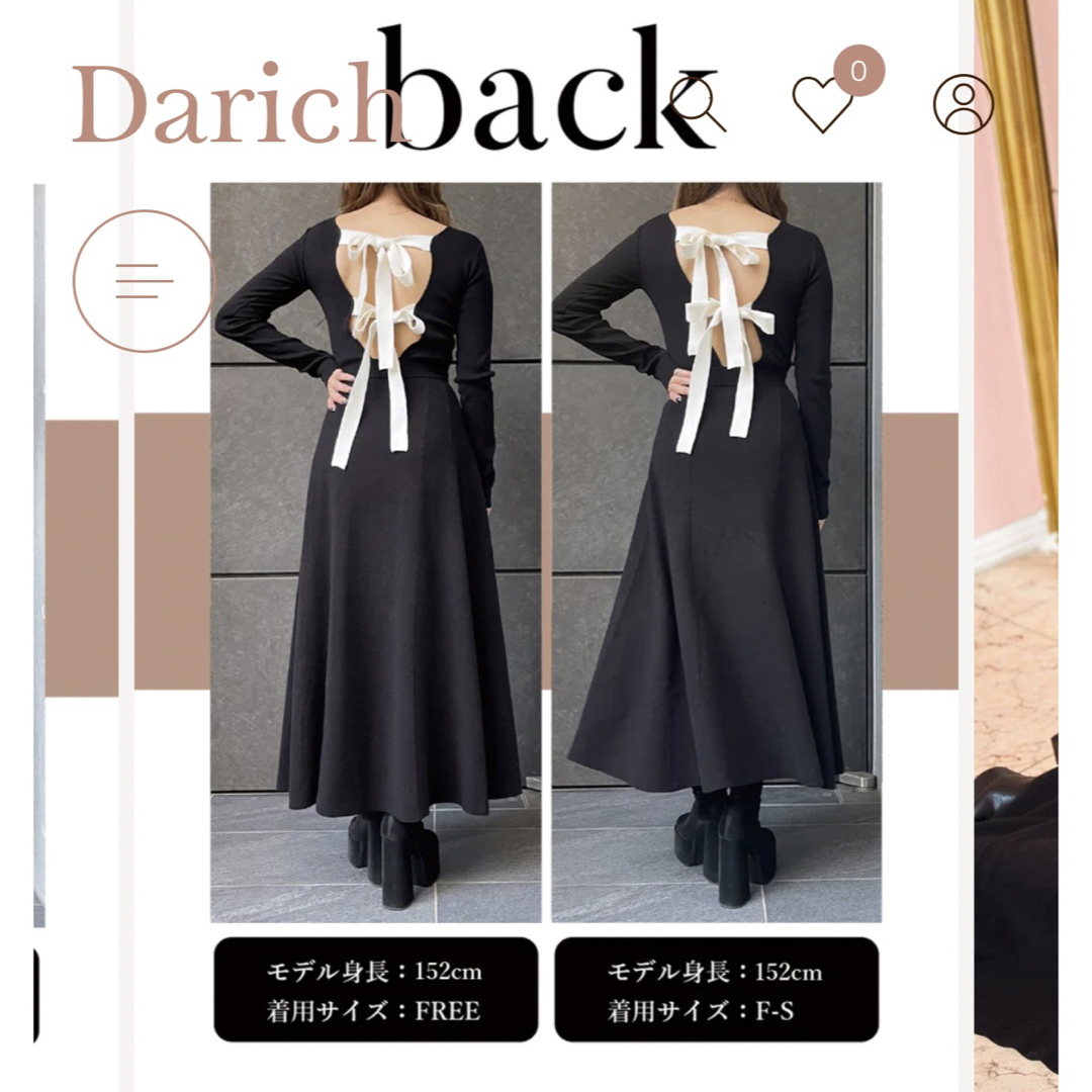 Darich(ダーリッチ)のDarich バックリボンフレアロングニットワンピース レディースのワンピース(ロングワンピース/マキシワンピース)の商品写真