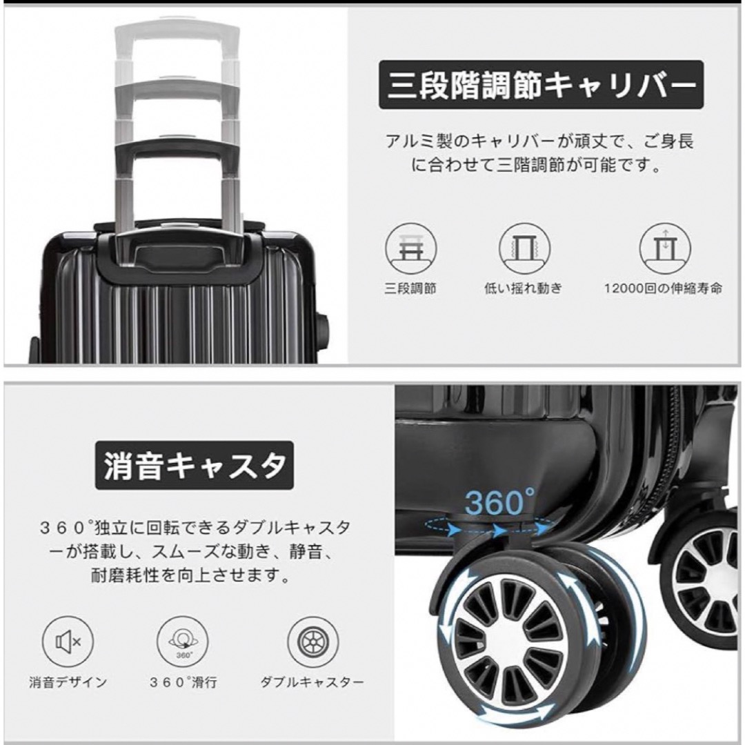 スーツケース キャリーバッグ キャリーケース 超軽量 大型 静音ダブル
