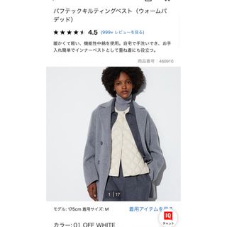 ユニクロ(UNIQLO)のユニクロ　パフテックキルティングベスト　オフホワイト(ダウンベスト)