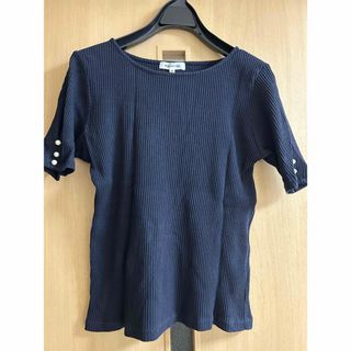 ナチュラルビューティーベーシック(NATURAL BEAUTY BASIC)のNBB リブTシャツ　半袖　ネイビー(カットソー(半袖/袖なし))