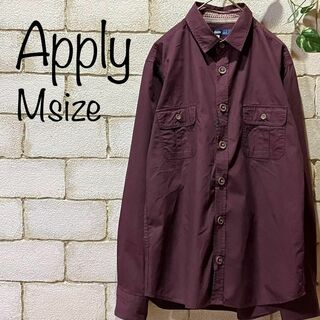 ◆Apply◆メンズ お洒落カジュアルシャツ M 紫　AF-119(シャツ)