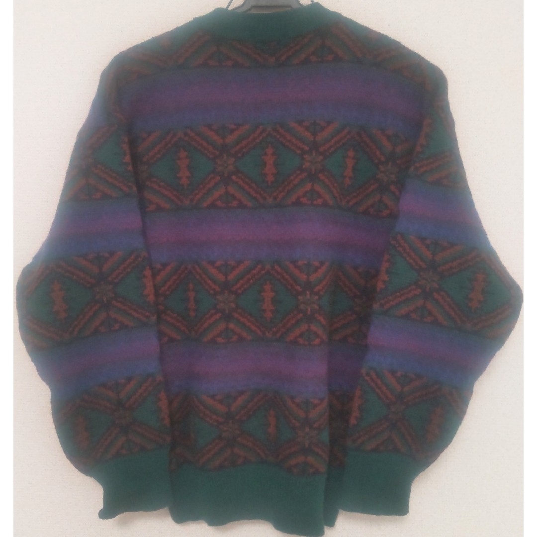 セーター ウール 毛 100% 幾何学模様 メンズ 男性 ニット 暖かい 緑 メンズのトップス(ニット/セーター)の商品写真