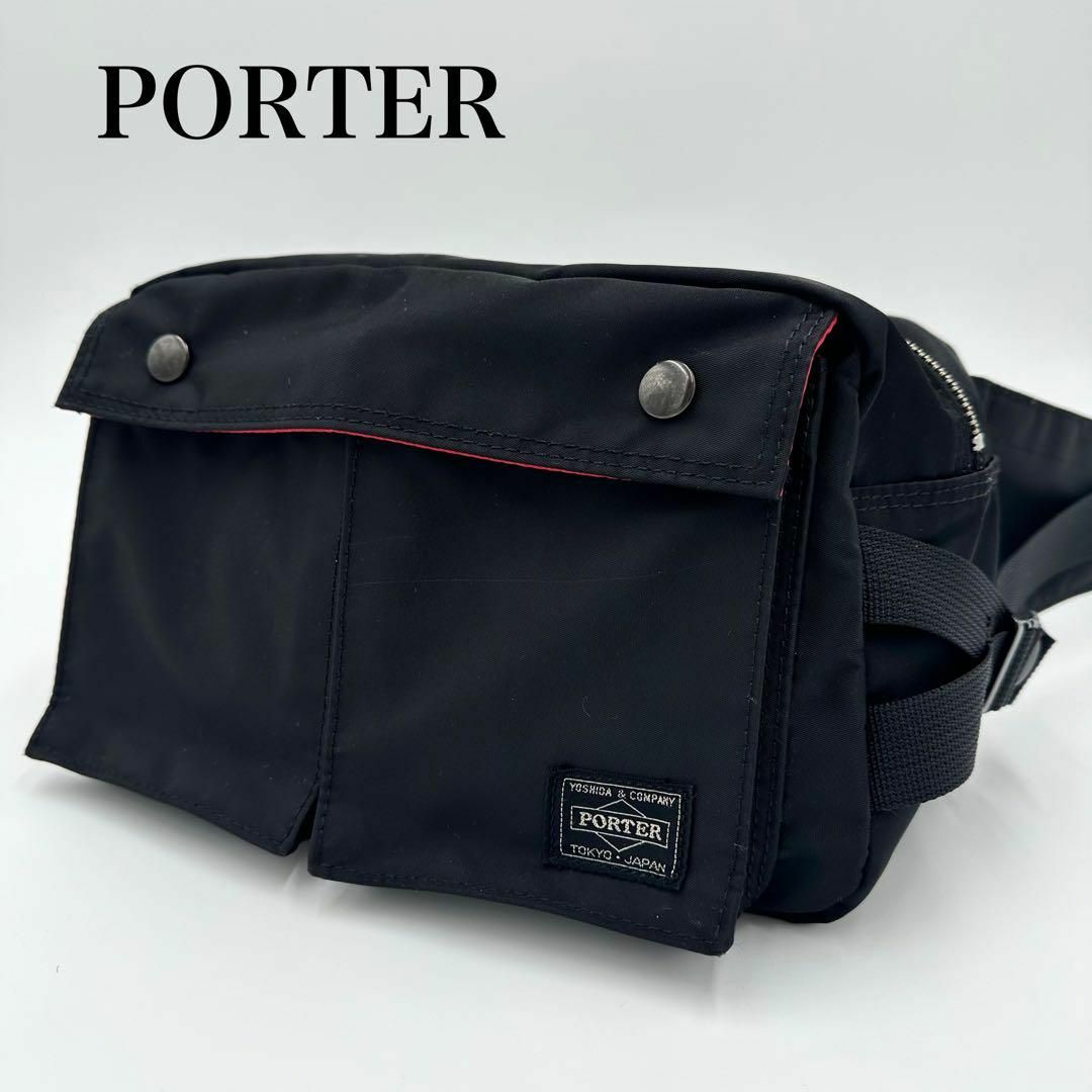 PORTER - 美品✨PORTER ポーター ボディバッグ 2室 ウエスト 黒