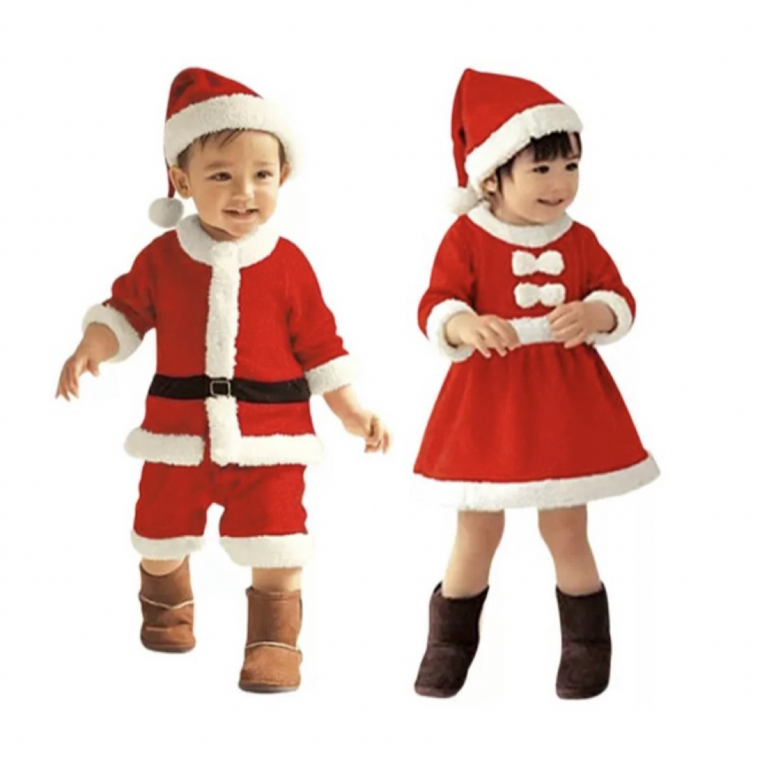 サンタコスプレ ワンピ　クリスマス　キッズ　男の子　女の子 衣装　80　90 キッズ/ベビー/マタニティのキッズ服女の子用(90cm~)(ワンピース)の商品写真