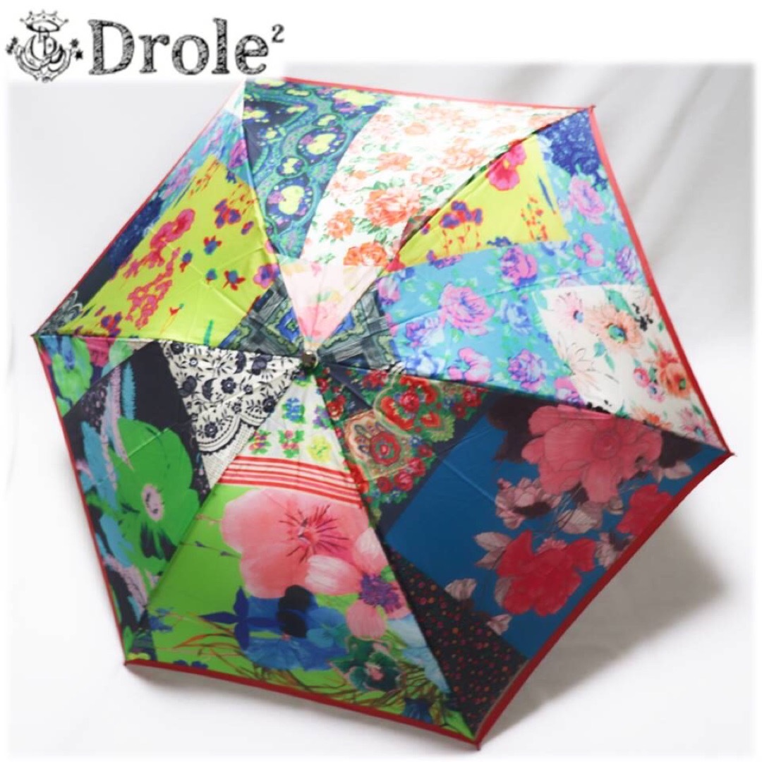 《Drole 2》新品 テキスタイル 鮮やか花柄 折りたたみ傘 雨傘折りたたみ傘