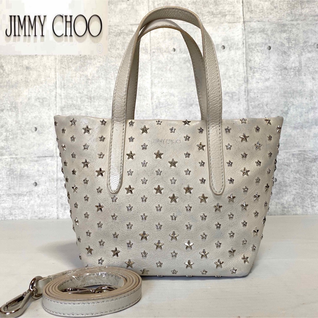 【JIMMY CHOO】MINISARA オフホワイト 2WAY ハンドバッグ