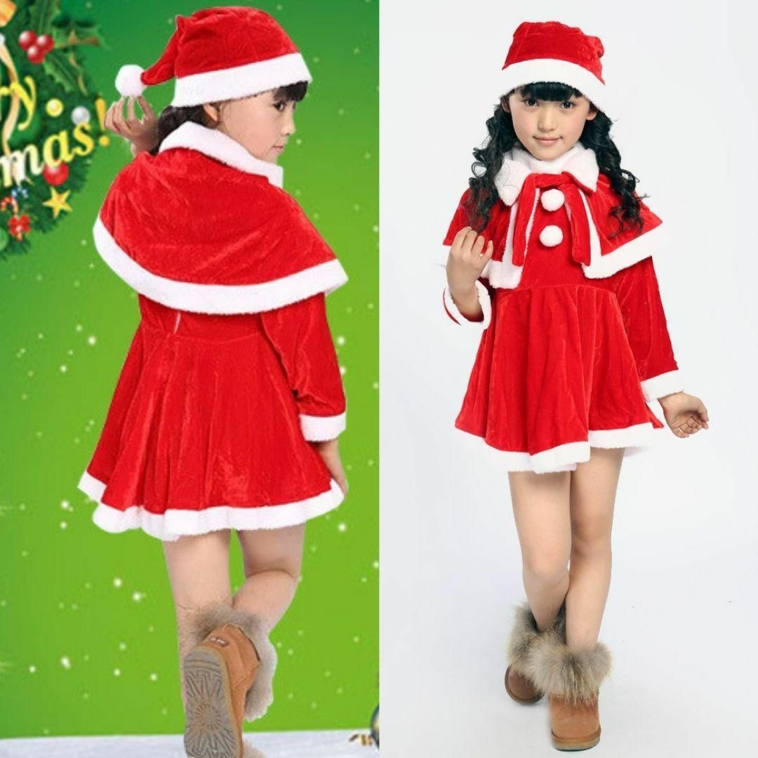 クリスマス サンタ服 女の子120 ベビー服 キッズ コスチューム コスプレ キッズ/ベビー/マタニティのキッズ服女の子用(90cm~)(ワンピース)の商品写真