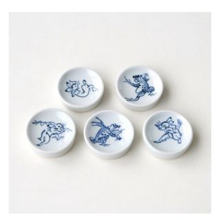 タチキチ(たち吉)のたち吉　鳥獣戯画 箸置 染付〈5個〉 京焼・清水焼(陶芸)