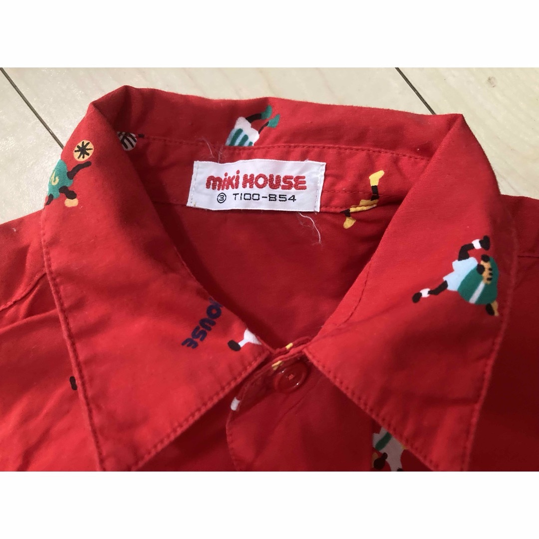 mikihouse(ミキハウス)のmikihouse 90年代レトロ　赤　長袖シャツ　100  スポーツ⚾️ キッズ/ベビー/マタニティのキッズ服男の子用(90cm~)(Tシャツ/カットソー)の商品写真