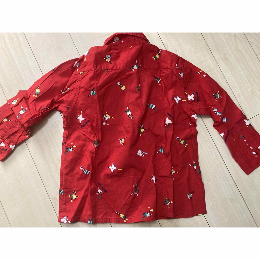 mikihouse(ミキハウス)のmikihouse 90年代レトロ　赤　長袖シャツ　100  スポーツ⚾️ キッズ/ベビー/マタニティのキッズ服男の子用(90cm~)(Tシャツ/カットソー)の商品写真